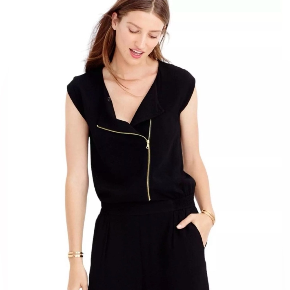 Jcrew women’s black jumpsuit with gold zipper